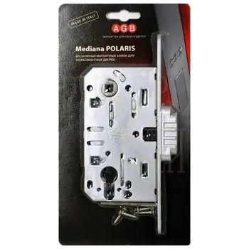 Защелка магнитная AGB Mediana Polaris под цилиндр с отв. пл. крепеж (BOX) полированный хром