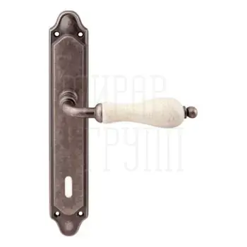 Дверная ручка на планке Melodia 179/158 'Ceramic' античное серебро (key)