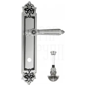 Дверная ручка Venezia 'CASTELLO' на планке PL96 натуральное серебро (wc-4)