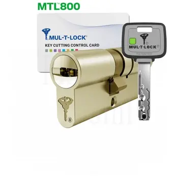 Цилиндровый механизм ключ-ключ Mul-T-Lock (Светофор) MTL800 110 mm (50+10+50) латунь + флажок