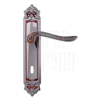 Дверная ручка на планке Melodia 285/229 'Daisy' французское серебро (key)