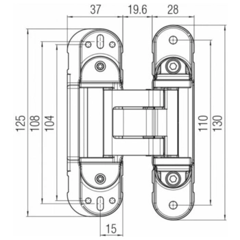 Koblenz Kubica HYBRID 6380 45 CR.SAT петля скрытая универсальная асимметричная (80 kg) черный