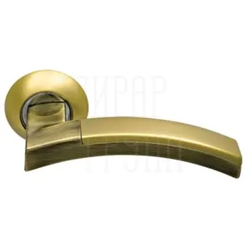 Дверные ручки на круглой розетке Archie S010 132 матовое золото + античная бронза