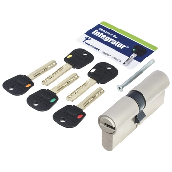Цилиндровый механизм ключ-ключ Mul-T-Lock (Светофор) Integrator 81 mm (26+10+45) никель + флажок