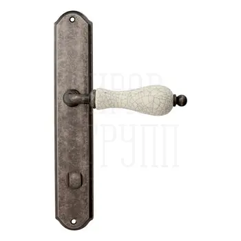 Дверная ручка на планке Melodia 179/131 'Ceramic' античное серебро (wc)