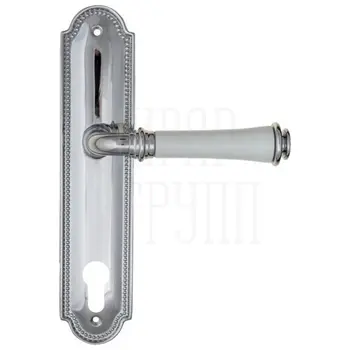 Дверная ручка Fratelli Cattini 'GRACIA CERAMICA BIANCO' на планке PL248 полированный хром (cyl)