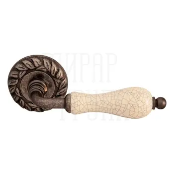 Дверная ручка на розетке Melodia 179 (60) 'Ceramic' античное серебро с кракелюром