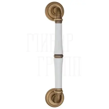 Дверная ручка-скоба Fratelli Cattini 'GRACIA CERAMICA BIANCO' 300мм (250мм) D1-IA матовая бронза + керамика