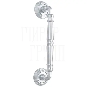 Ручка дверная скоба Extreza 'Petra' (Петра) 250 мм (205 мм) на круглых розетках R05 матовый хром