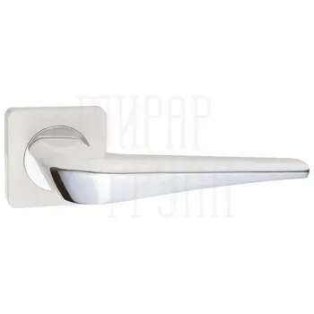 Дверные ручки Renz (Ренц) 'Фиоре' INDH 425-02 на квадратной розетке белый + полированный хром