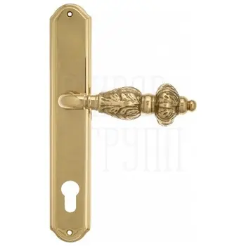 Дверная ручка Venezia 'LUCRECIA' на планке PL02 полированная латунь (cyl)