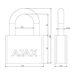 Замок Ajax (Аякс) навесной PD-3060 (PD-30-60) 3 фин. кл., схема