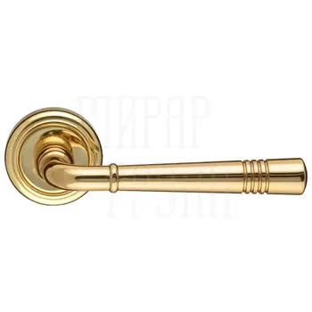 Дверная ручка Extreza 'Gusto' (Густо) 334 на круглой розетке R01 полированное золото
