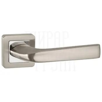 Дверная ручка Punto (Пунто) на квадратной розетке 'SATURN' QR матовый никель + хром