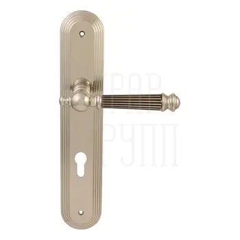 Дверная ручка на планке Melodia 102/235 'Veronica' серебро + коричневый (cyl)