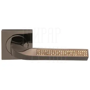 Дверные ручки на розетке Morelli Luxury 'Brilliance' оружейный метал с кристаллами светлого топаза