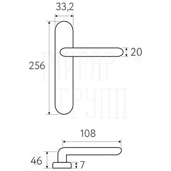 Дверная ручка Fratelli Cattini 'EMMA' на планке PL01 матовый хром (cyl)