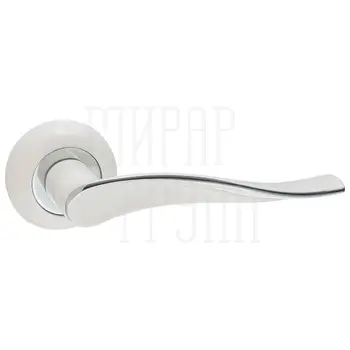 Дверные ручки Renz (Ренц) 'Модена' INDH 427-08 на круглой розетке белый + полированный хром