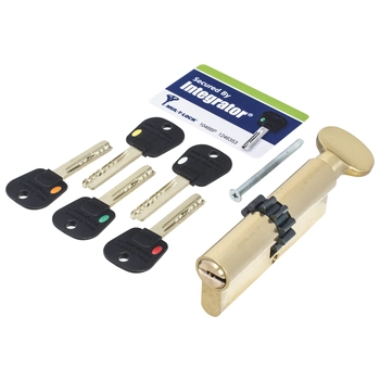 Цилиндровый механизм ключ-вертушка Mul-T-Lock (Светофор) Integrator 80 mm (35+10+35) латунь + шестерня