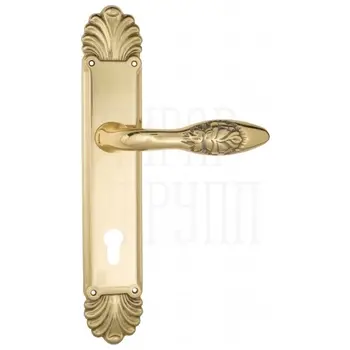 Дверная ручка Venezia 'CASANOVA' на планке PL87 полированная латунь (cyl)
