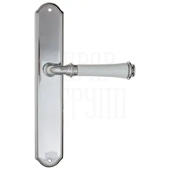 Дверная ручка Fratelli Cattini 'GRACIA CERAMICA BIANCO' на планке PL02 полированный хром