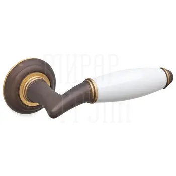 Дверная ручка на розетке Mandelli 'Melody' 1201 матовая бронза + керамика