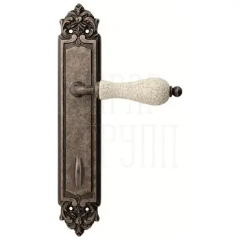 Дверная ручка на планке Melodia 179/229 'Ceramic' + кракелюр античное серебро (wc)