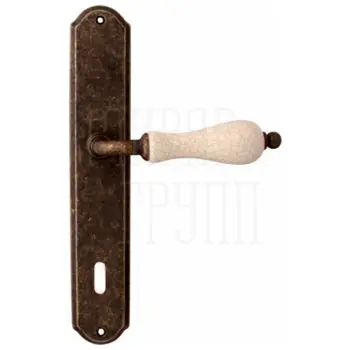 Дверная ручка на планке Melodia 179/131 'Ceramic' античная бронза (key)