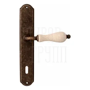 Дверная ручка на планке Melodia 179/131 'Ceramic' античная бронза (key)