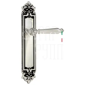 Дверная ручка Extreza 'DANIEL' (Даниел) 308 на планке PL02 натуральное серебро + черный