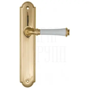 Дверная ручка Fratelli Cattini 'GRACIA CERAMICA BIANCO' на планке PL257 полированная латунь
