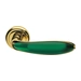 Дверные ручки на розетке Morelli Luxury "Murano", золото + матовое стекло зеленое