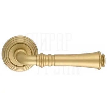 Дверная ручка Extreza 'CANNA' (Канна) 327 на круглой розетке R05 матовая латунь