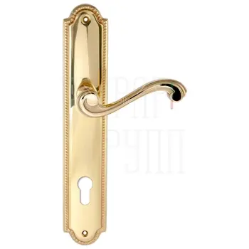 Дверная ручка Extreza 'LINA' (Лина) 313 на планке PL03 полированное золото (cyl)