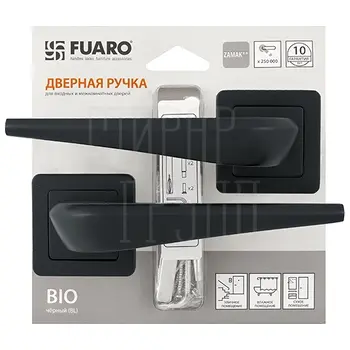 Дверная ручка на квадратной розетке Fuaro (Фуаро) 'BIO' XM черный