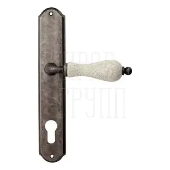 Дверная ручка на планке Melodia 179/131 'Ceramic' античное серебро (cyl)