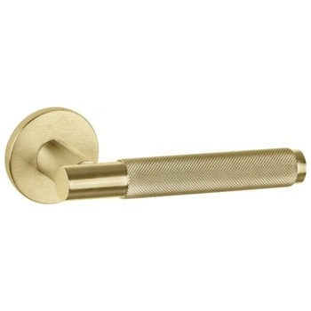 Дверная ручка Fratelli 'UNA X' 7 FS на круглой розетке матовое золото