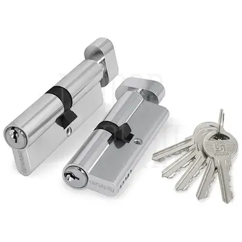 Цилиндровый механизм Fuaro (Фуаро) (100 ZM/70) 1000ZMKnob 70 mm (30+10+30) с вертушкой хром