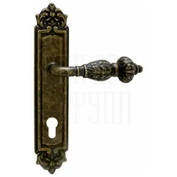 Дверная ручка на планке Melodia 230/229 'Gemini' античная бронза (cyl)
