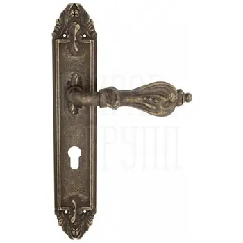 Дверная ручка Venezia 'FLORENCE' на планке PL90 античная бронза (cyl)