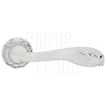 Дверные ручки Renz (Ренц) 'Фабриано' INDH 64-10 на круглой розетке супер белый + полированный хром