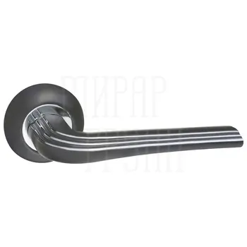 Дверные ручки Renz (Ренц) 'Терамо' INDH 429-08 на круглой розетке черный/хром блестящий