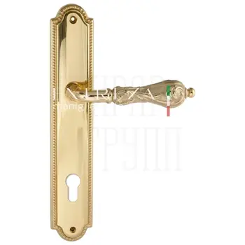 Дверная ручка Extreza 'GRETA' (Грета) 302 на планке PL03 полированное золото (cyl)