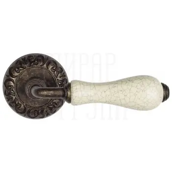 Дверная ручка на розетке Venezia 'COLOSSEO' c кракелюром D4 античная бронза + керамика