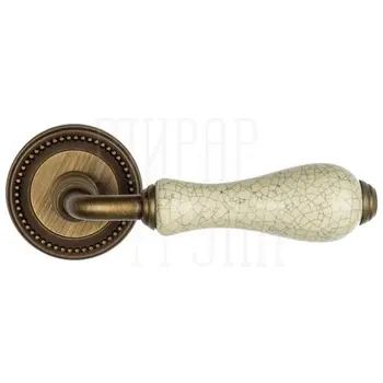 Дверная ручка на розетке Venezia 'COLOSSEO' c кракелюром D3 матовая бронза + керамика