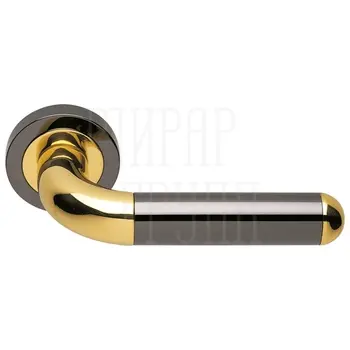 Дверные ручки на розетке Morelli Luxury 'Gavana' черный хром + золото