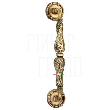Ручка дверная скоба Extreza 'Greta' (Грета) на круглых розетках R03 матовая бронза