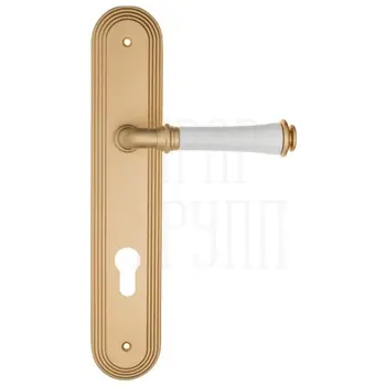 Дверная ручка Fratelli Cattini 'GRACIA CERAMICA BIANCO' на планке PL288 матовая латунь (cyl)