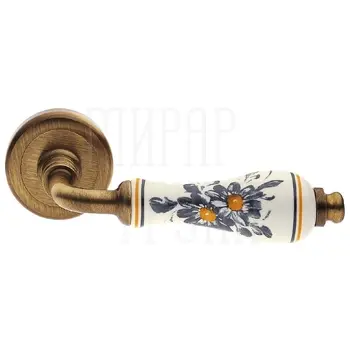 Дверные ручки на круглой розетке Morelli Luxury 'Ceramica' бронза + керамика декоративная
