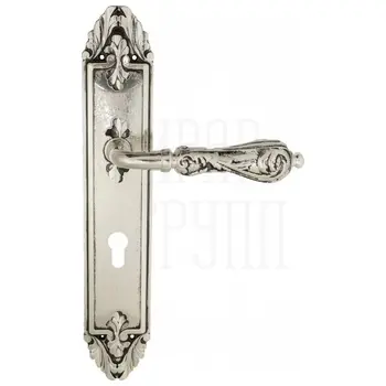 Дверная ручка Venezia 'MONTE CRISTO' на планке PL90 натуральное серебро (cyl)